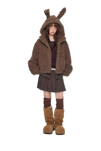 Tom Shearling Bunny Ear Zip-Up Jacket-korean-fashion-Jacket-Tom's Closet-OH Garments