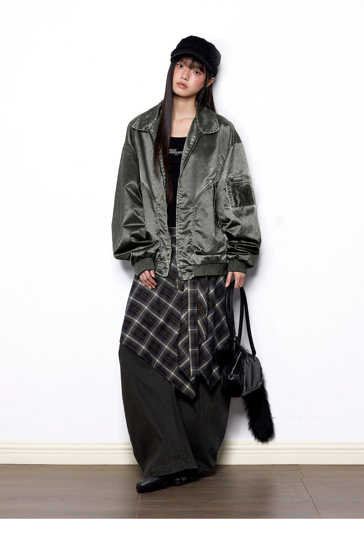 Tom Shiny Loose Fit Bomber Jacket-korean-fashion-Jacket-Tom's Closet-OH Garments