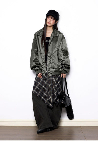 Tom Shiny Loose Fit Bomber Jacket-korean-fashion-Jacket-Tom's Closet-OH Garments