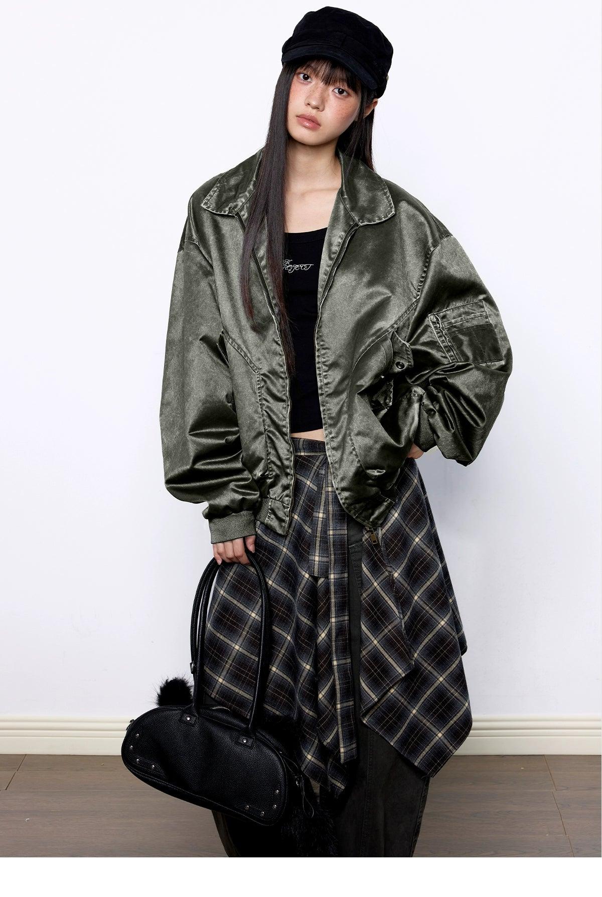 Tom Shiny Loose Fit Bomber Jacket-korean-fashion-Jacket-Tom's Closet-OH Garments