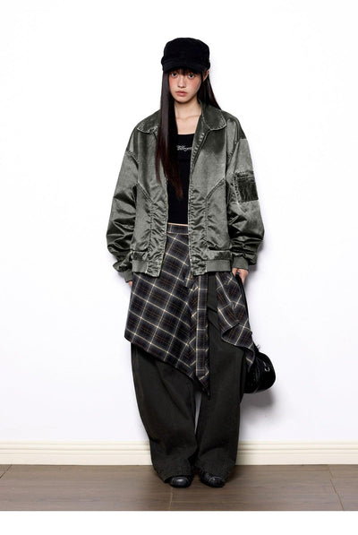 Tom Shiny Loose Fit Bomber Jacket-korean-fashion-Jacket-Tom's Closet-OH Garments