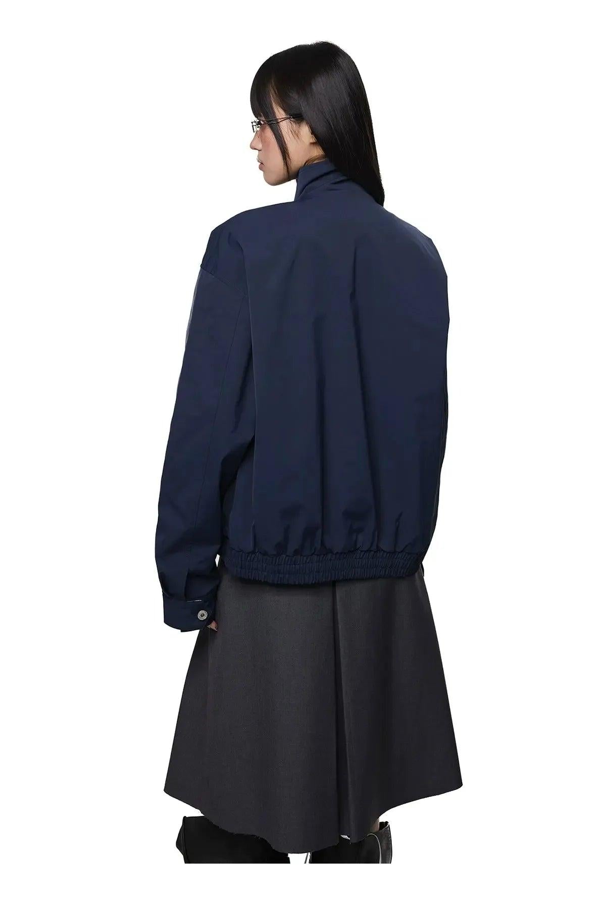 Tom Sleek Contrast Plaid Stand Collar Jacket-korean-fashion-Jacket-Tom's Closet-OH Garments