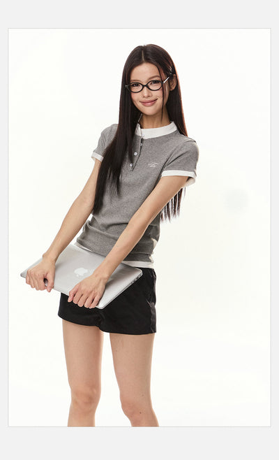 Tom Slim Fit Henley Button T-Shirt-korean-fashion-T-Shirt-Tom's Closet-OH Garments