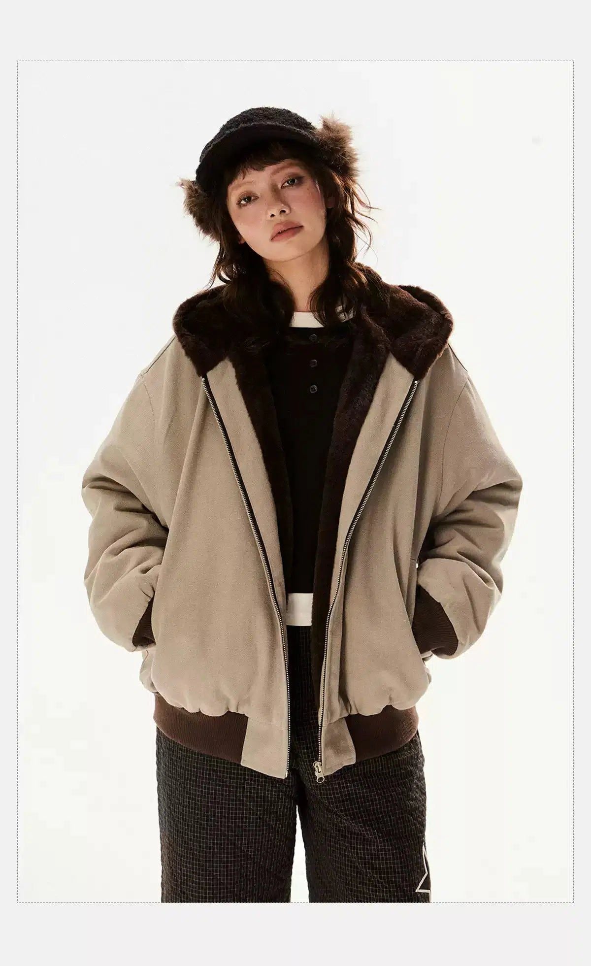 Tom Spliced Hooded Fleece Jacket-korean-fashion-Jacket-Tom's Closet-OH Garments