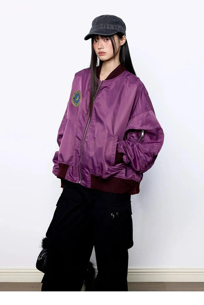 Tom Stand Collar Ribbed Hem Bomber Jacket-korean-fashion-Jacket-Tom's Closet-OH Garments