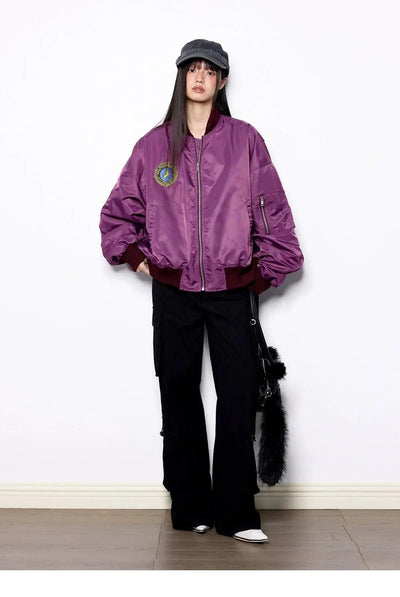 Tom Stand Collar Ribbed Hem Bomber Jacket-korean-fashion-Jacket-Tom's Closet-OH Garments
