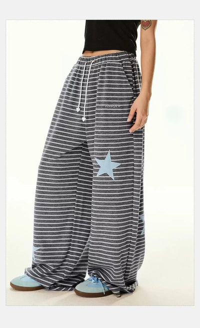 Tom Star Patched Stripes Wide Pants-korean-fashion-Pants-Tom's Closet-OH Garments