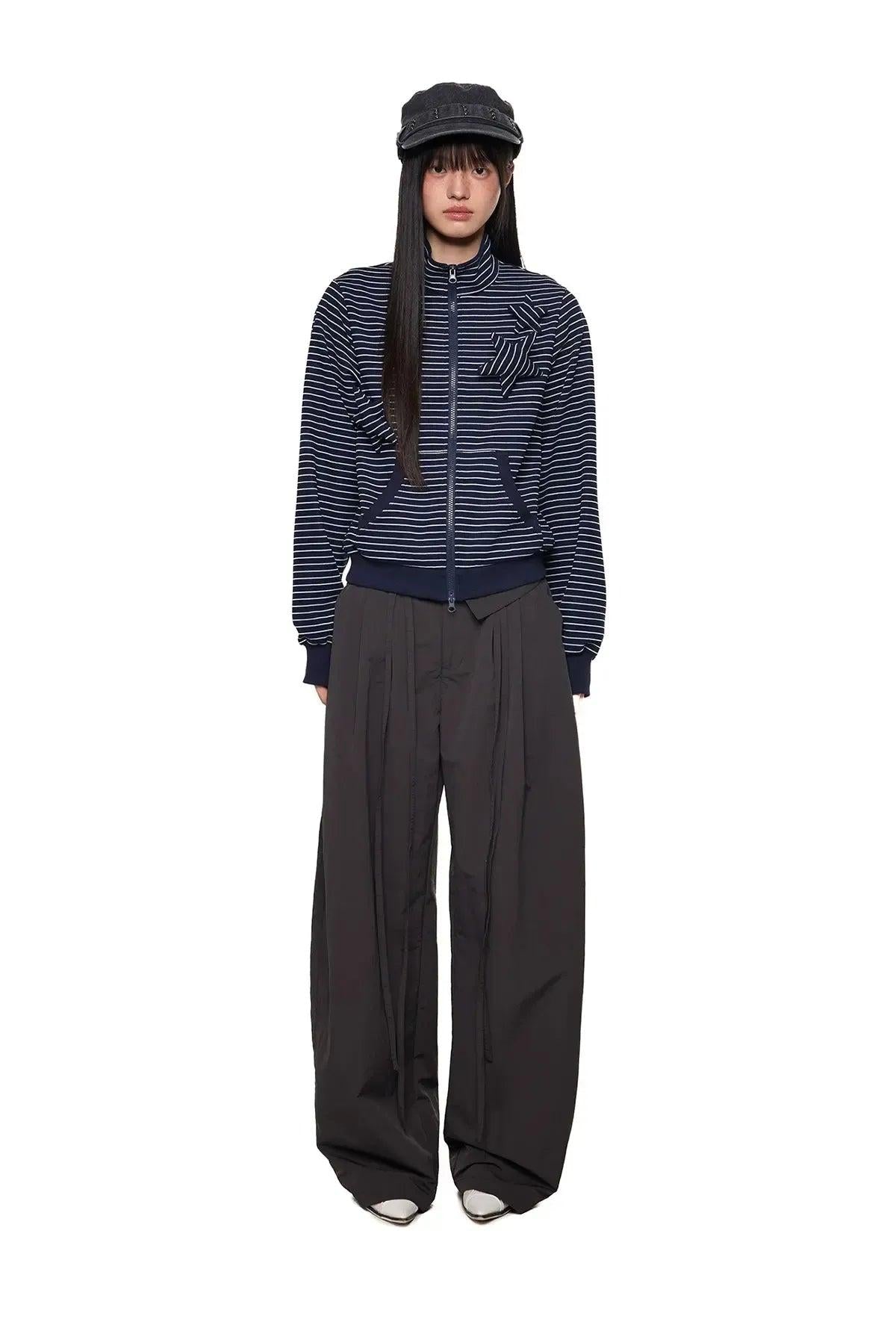 Tom Star Striped Stand Collar Short Jacket-korean-fashion-Jacket-Tom's Closet-OH Garments