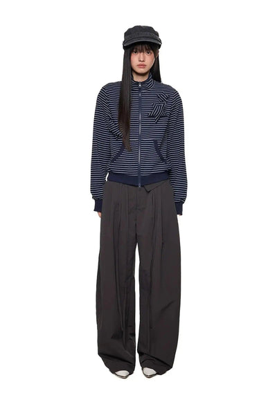 Tom Star Striped Stand Collar Short Jacket-korean-fashion-Jacket-Tom's Closet-OH Garments