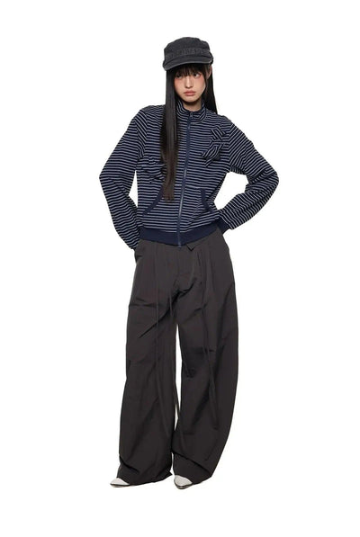 Tom Star Striped Stand Collar Short Jacket-korean-fashion-Jacket-Tom's Closet-OH Garments