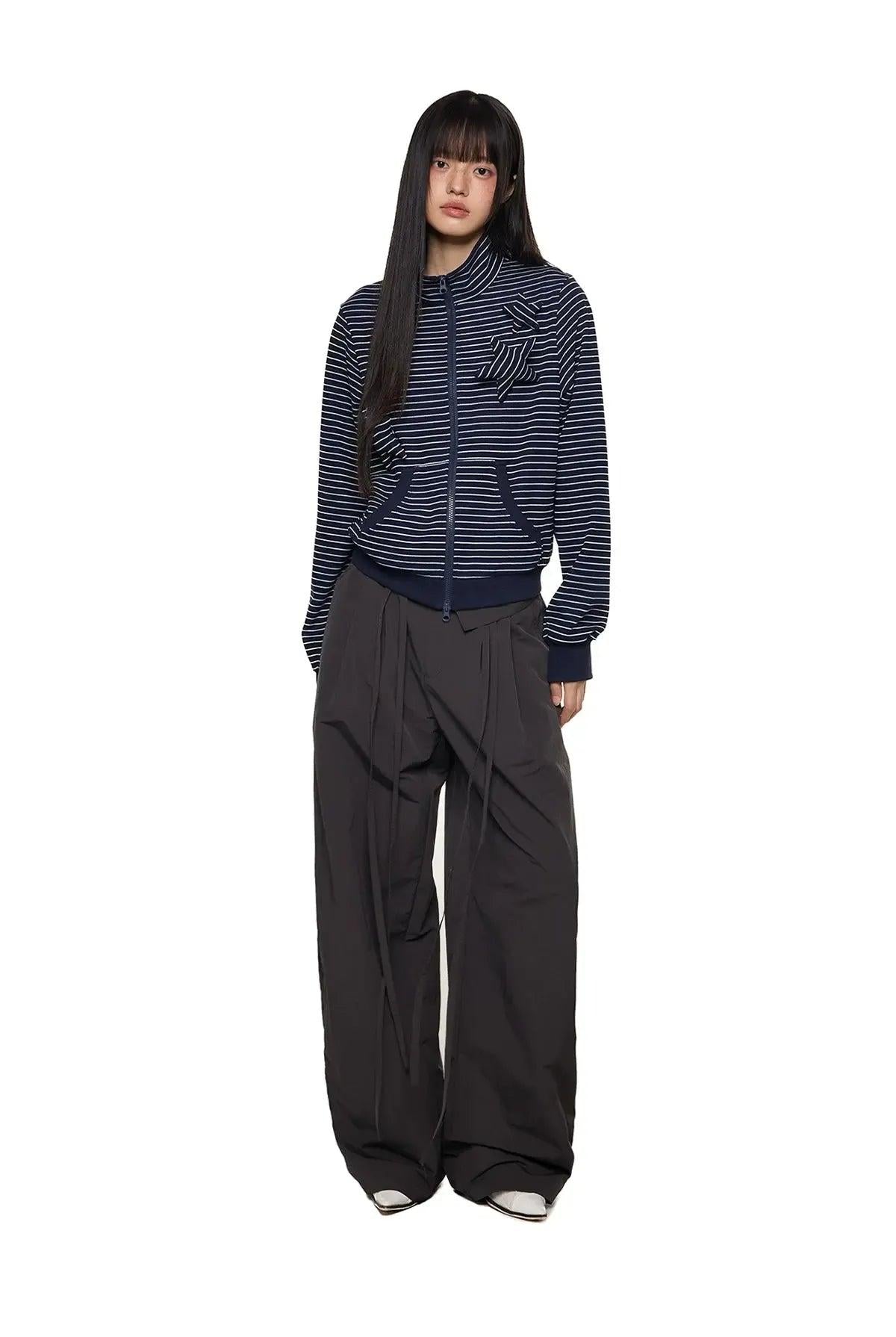 Tom Star Striped Stand Collar Short Jacket-korean-fashion-Jacket-Tom's Closet-OH Garments