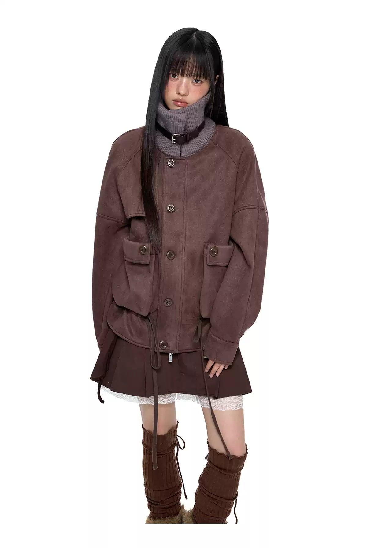 Tom Strapped Ribbed Funnel Neck Jacket-korean-fashion-Jacket-Tom's Closet-OH Garments