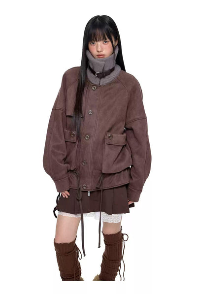 Tom Strapped Ribbed Funnel Neck Jacket-korean-fashion-Jacket-Tom's Closet-OH Garments