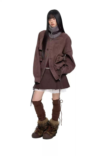 Tom Strapped Ribbed Funnel Neck Jacket-korean-fashion-Jacket-Tom's Closet-OH Garments