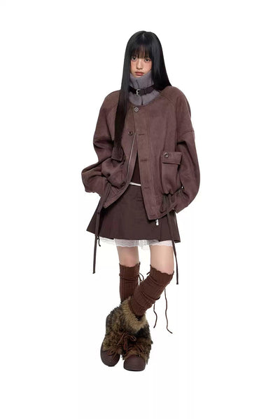 Tom Strapped Ribbed Funnel Neck Jacket-korean-fashion-Jacket-Tom's Closet-OH Garments
