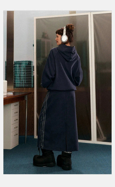 Tom Striped Line Comfty Hoodie & Long Skirt Set-korean-fashion-Clothing Set-Tom's Closet-OH Garments