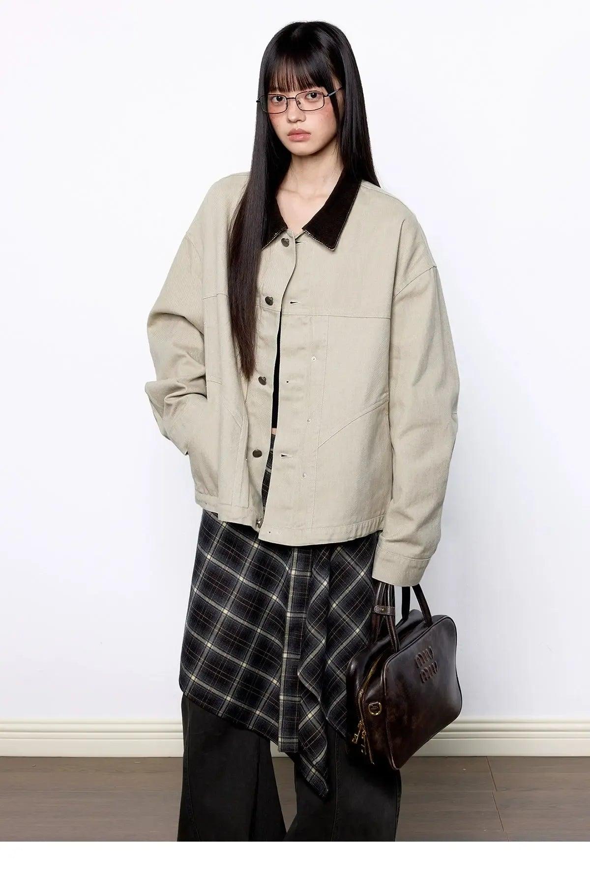 Tom Structured Contrast Collar Jacket-korean-fashion-Jacket-Tom's Closet-OH Garments