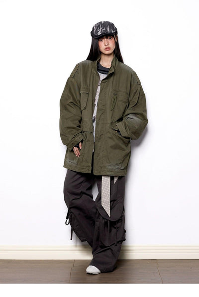 Tom Structured Distressed Long Denim Jacket-korean-fashion-Jacket-Tom's Closet-OH Garments