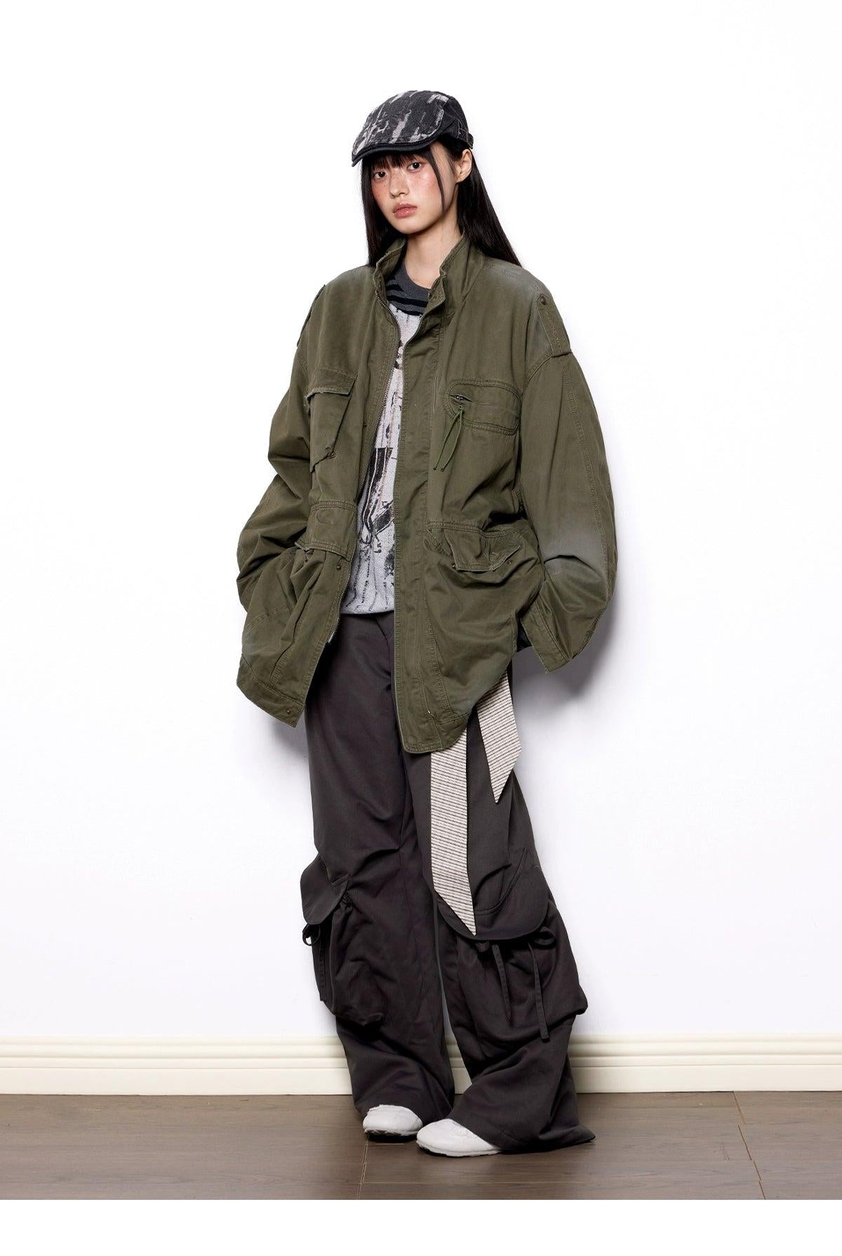 Tom Structured Distressed Long Denim Jacket-korean-fashion-Jacket-Tom's Closet-OH Garments