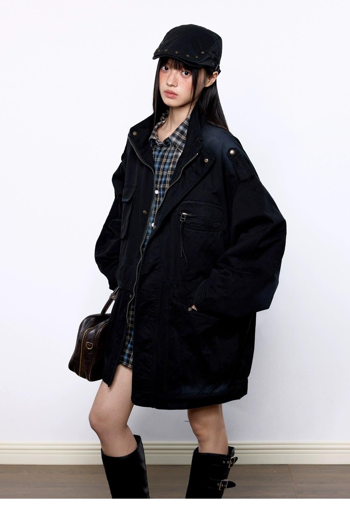 Tom Structured Distressed Long Denim Jacket-korean-fashion-Jacket-Tom's Closet-OH Garments