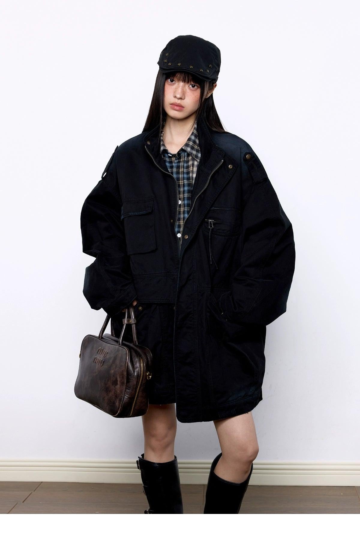 Tom Structured Distressed Long Denim Jacket-korean-fashion-Jacket-Tom's Closet-OH Garments