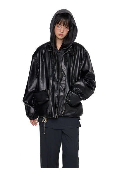 Tom Structured Multi Details PU Leather Jacket-korean-fashion-Jacket-Tom's Closet-OH Garments
