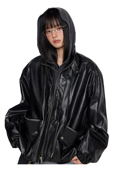Tom Structured Multi Details PU Leather Jacket-korean-fashion-Jacket-Tom's Closet-OH Garments