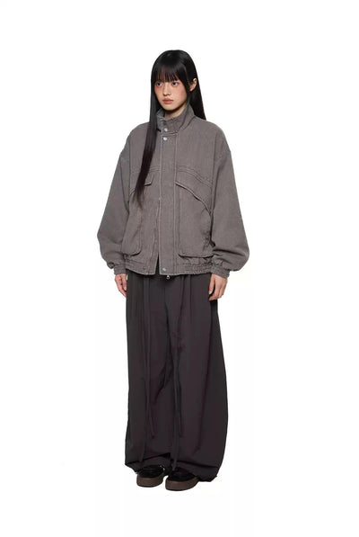 Tom Structured Ruched Hem Denim Jacket-korean-fashion-Jacket-Tom's Closet-OH Garments