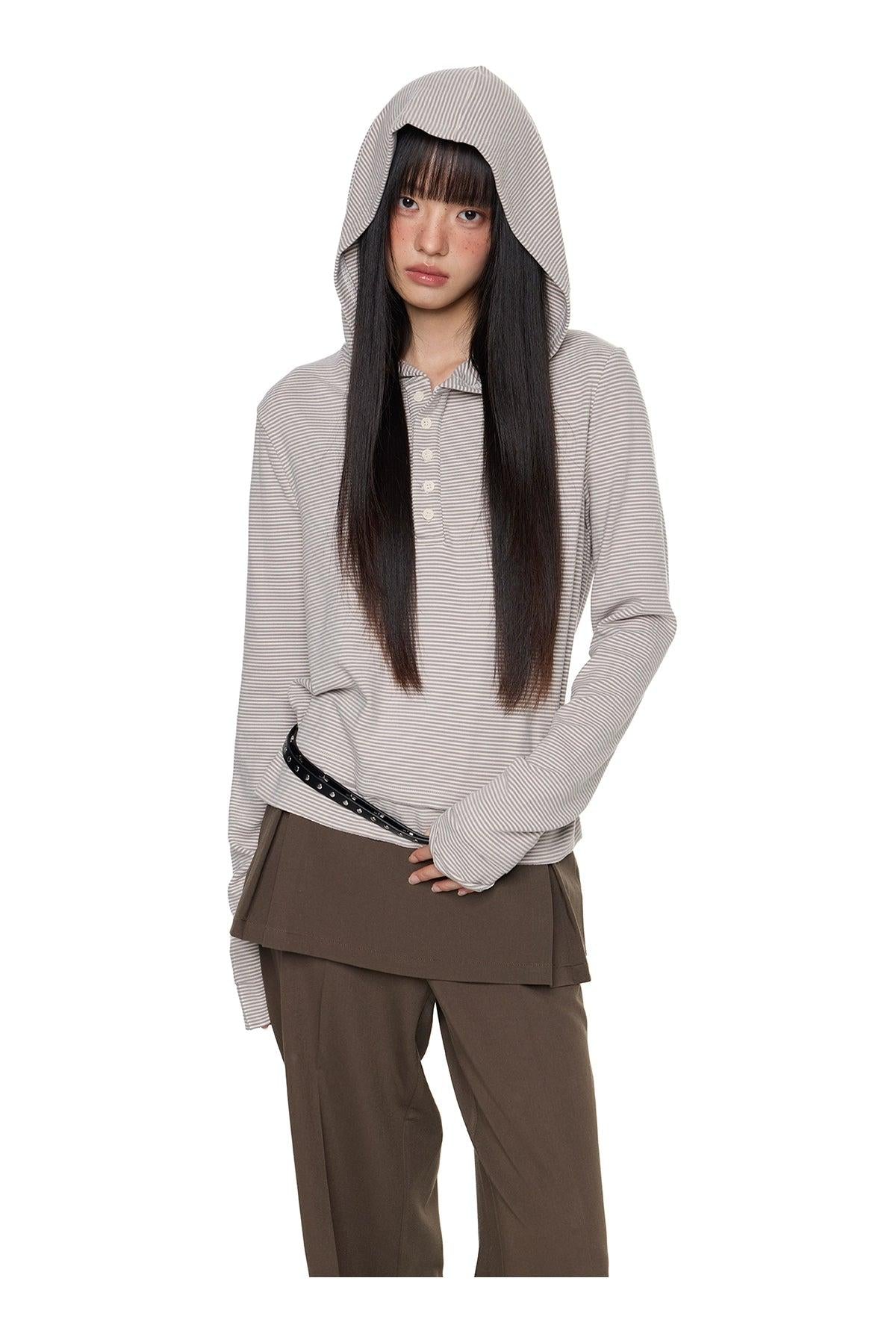 Tom Thin Stripes Slim Hoodie-korean-fashion-Hoodie-Tom's Closet-OH Garments