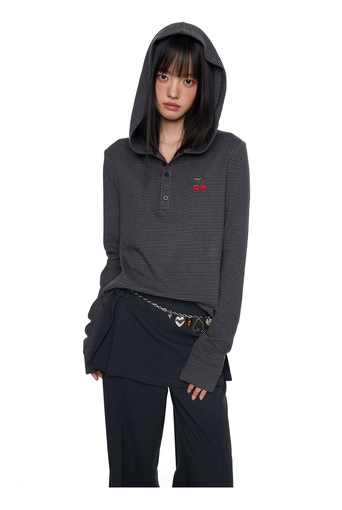 Tom Thin Stripes Slim Hoodie-korean-fashion-Hoodie-Tom's Closet-OH Garments