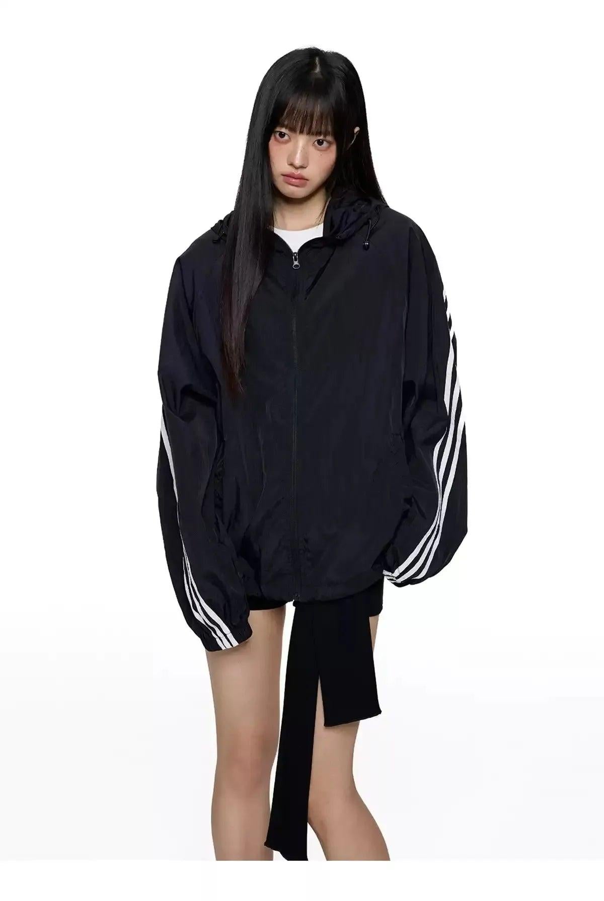 Tom Three-Bar Sun Protection Hooded Jacket-korean-fashion-Jacket-Tom's Closet-OH Garments