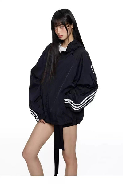 Tom Three-Bar Sun Protection Hooded Jacket-korean-fashion-Jacket-Tom's Closet-OH Garments