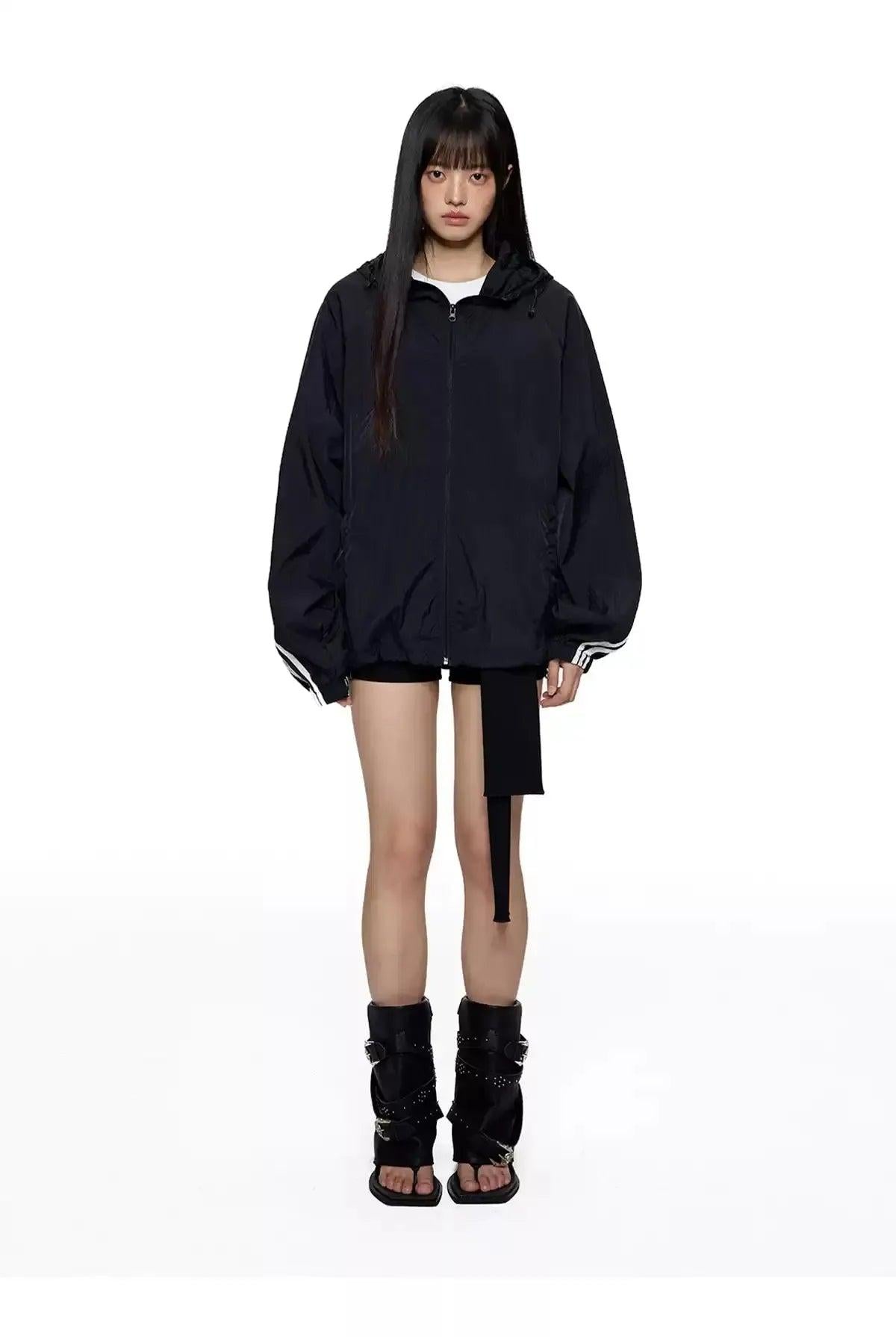 Tom Three-Bar Sun Protection Hooded Jacket-korean-fashion-Jacket-Tom's Closet-OH Garments