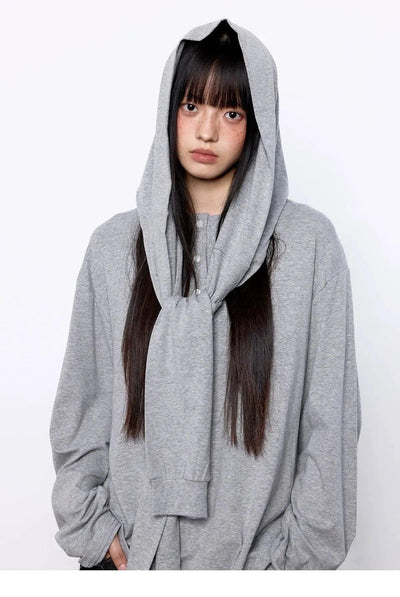 Tom Two-Piece Shawl Detail Hoodie-korean-fashion-Hoodie-Tom's Closet-OH Garments