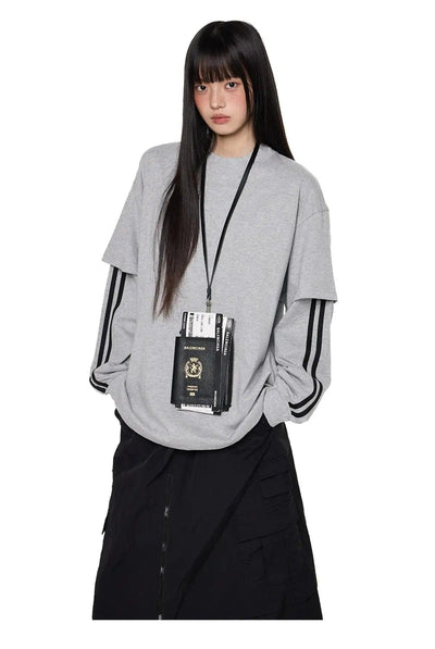 Tom Two-Piece Striped Long Sleeve T-Shirt-korean-fashion-T-Shirt-Tom's Closet-OH Garments