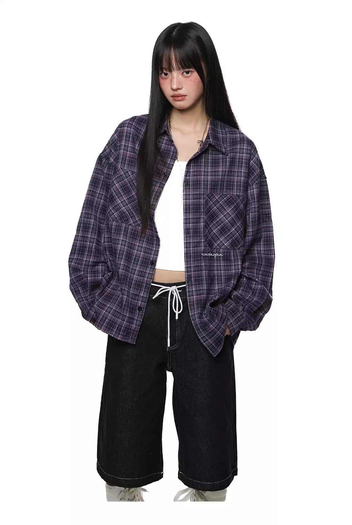 Tom Two-Pocket Plaid Shirt-korean-fashion-Shirt-Tom's Closet-OH Garments