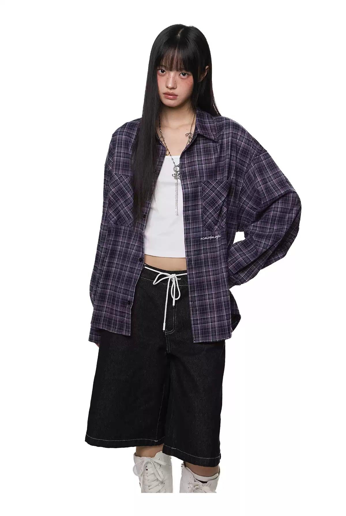Tom Two-Pocket Plaid Shirt-korean-fashion-Shirt-Tom's Closet-OH Garments