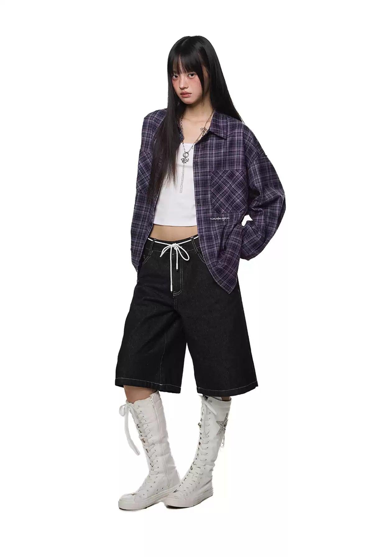 Tom Two-Pocket Plaid Shirt-korean-fashion-Shirt-Tom's Closet-OH Garments
