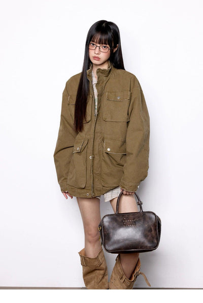 Tom Utility Pockets Workwear Denim Jacket-korean-fashion-Jacket-Tom's Closet-OH Garments