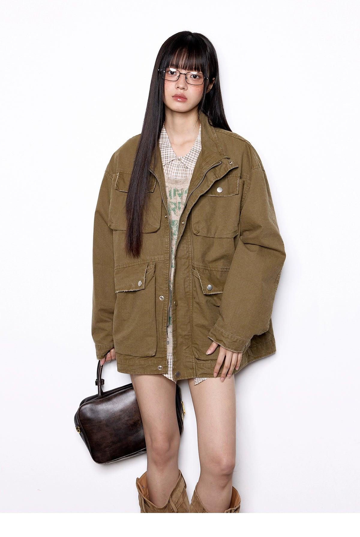 Tom Utility Pockets Workwear Denim Jacket-korean-fashion-Jacket-Tom's Closet-OH Garments