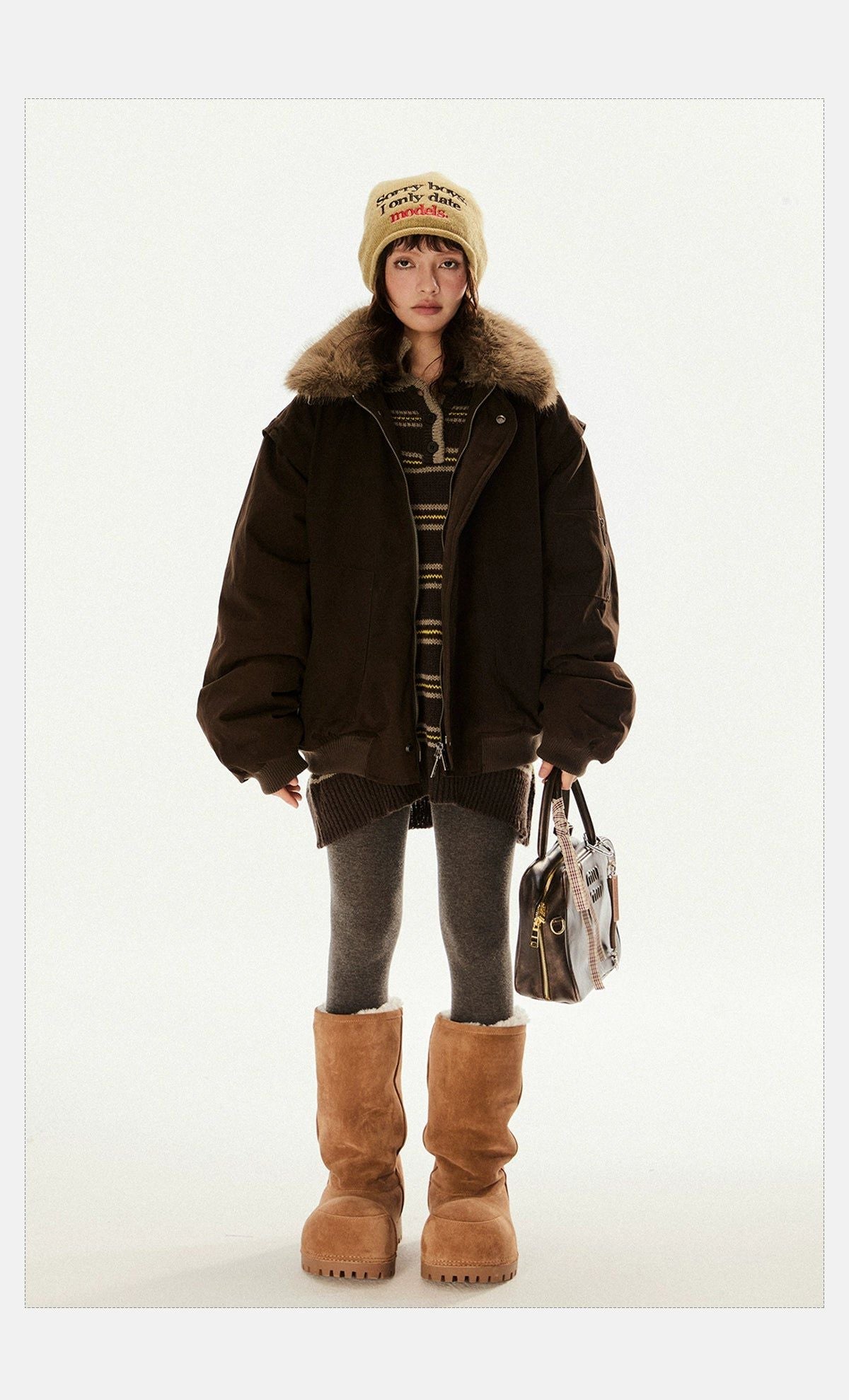 Tom Vintage Fur Collar Down Jacket-korean-fashion-Jacket-Tom's Closet-OH Garments