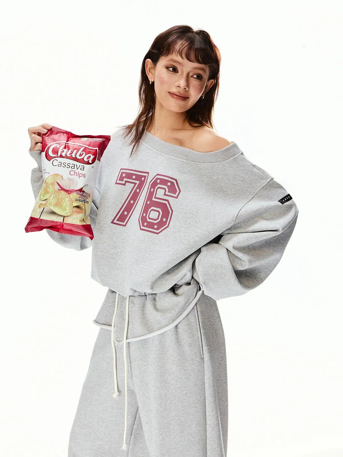 Tom Waist Drawstring Number 76 Crewneck-korean-fashion-Crewneck-Tom's Closet-OH Garments