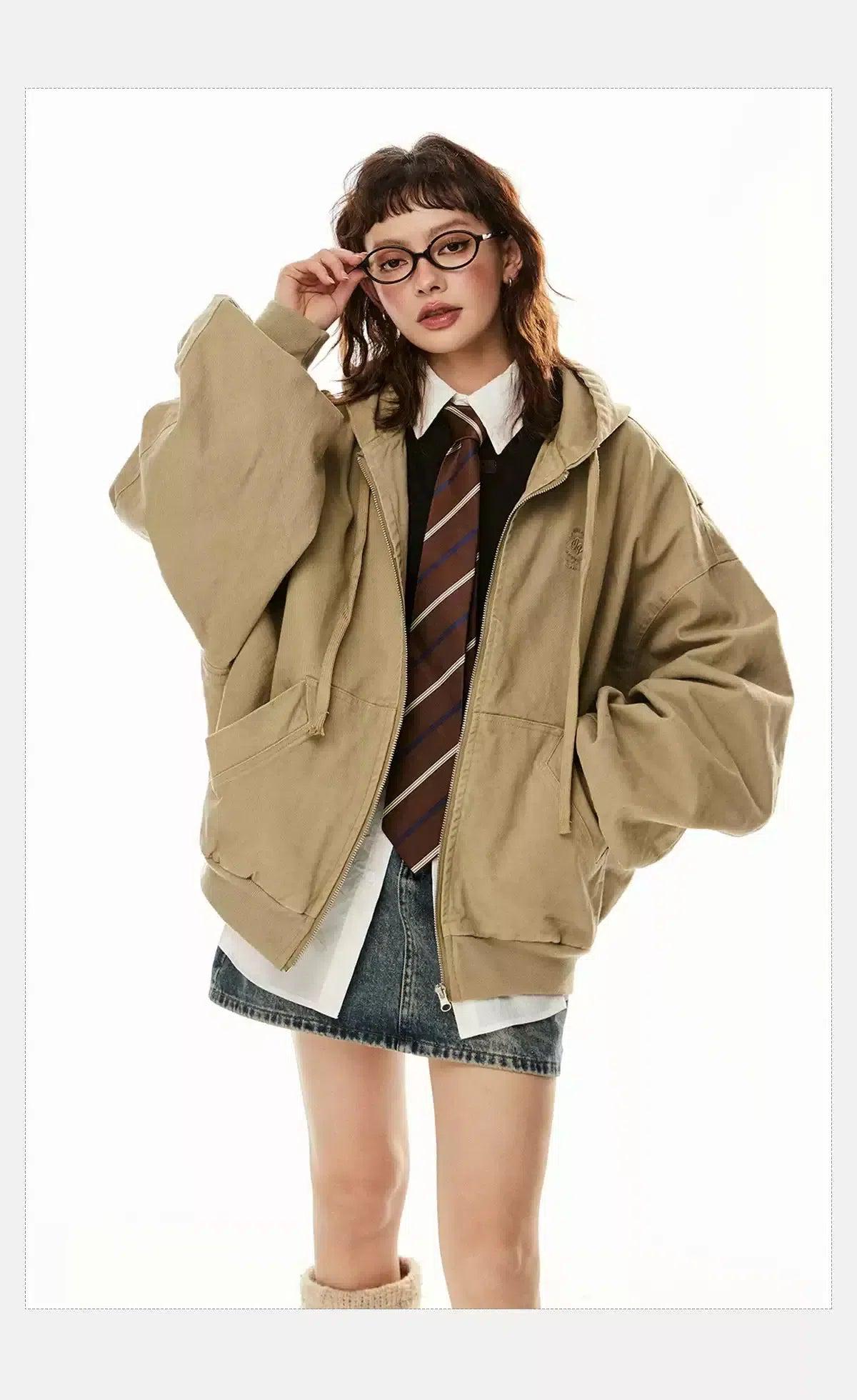 Tom Washed College Style Hooded Jacket-korean-fashion-Jacket-Tom's Closet-OH Garments