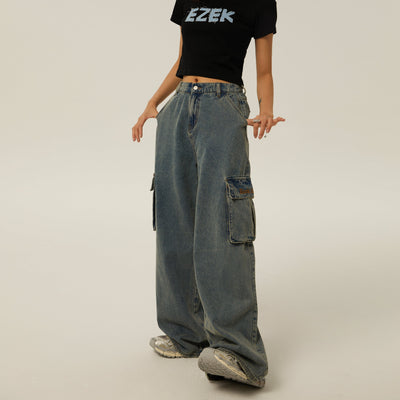 Tom Washed Comfty Cargo Style Jeans-korean-fashion-Jeans-Tom's Closet-OH Garments
