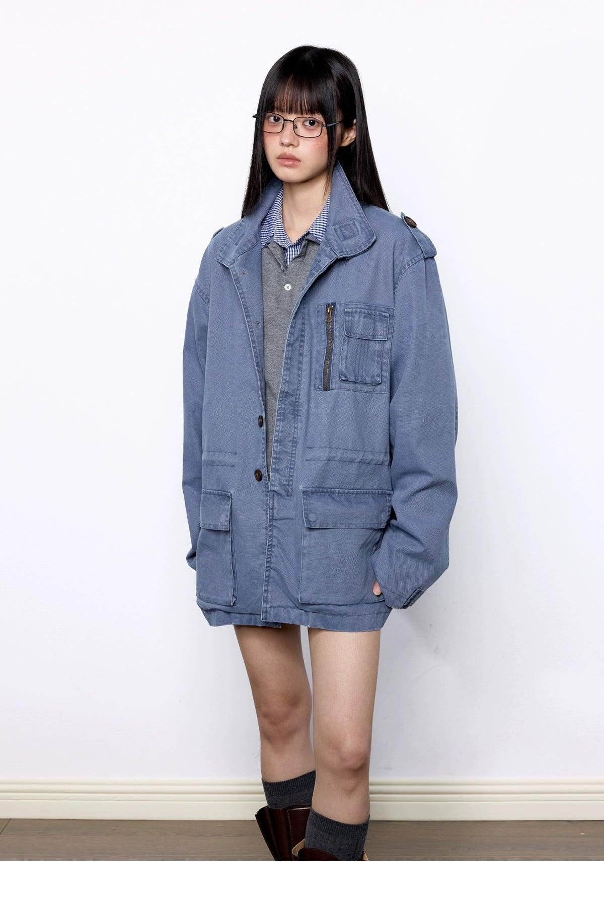 Tom Washed Long Denim Jacket-korean-fashion-Jacket-Tom's Closet-OH Garments