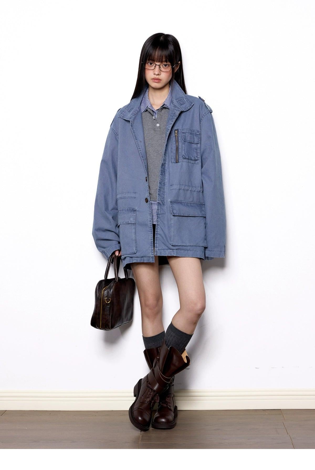 Tom Washed Long Denim Jacket-korean-fashion-Jacket-Tom's Closet-OH Garments