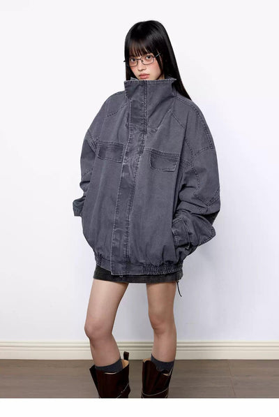 Tom Washed Loose Fit Denim Jacket-korean-fashion-Jacket-Tom's Closet-OH Garments