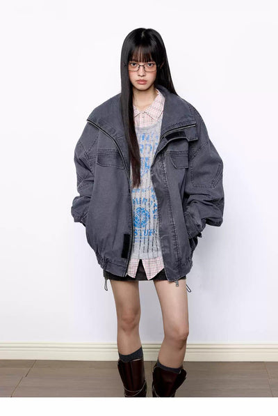 Tom Washed Loose Fit Denim Jacket-korean-fashion-Jacket-Tom's Closet-OH Garments