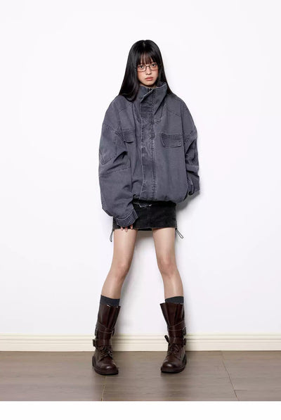 Tom Washed Loose Fit Denim Jacket-korean-fashion-Jacket-Tom's Closet-OH Garments