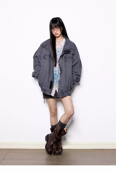 Tom Washed Loose Fit Denim Jacket-korean-fashion-Jacket-Tom's Closet-OH Garments